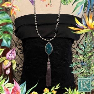 Chico’s Silver color long tassel necklace​